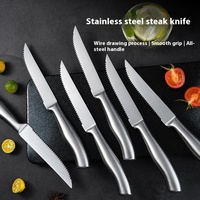 Ensemble de 4 couteaux à steak de haute qualité en acier inoxydable, à lame ultra-affûtée au laser, design moderne et luxueux, exportation allemande, dentelés, pour la cuisine occidentale