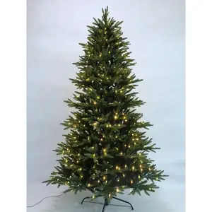 New Hot Sale Green Hinged Künstlicher PVC/PE Anti flaming Weihnachts baum mit Lichtern