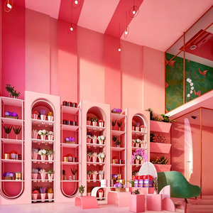 ตู้โชว์ดอกไม้สีชมพูปรับแต่งได้สำหรับย่านที่สร้างสรรค์ทางวัฒนธรรมร้านบูติกในเมืองที่สะดุดตาความลับทางอินเทอร์เน็ต - Product Image 6