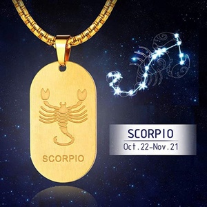 Collana con ciondolo con etichetta oroscopo in acciaio inossidabile placcato oro all'ingrosso personalizzabile <span class=keywords><strong>astrologia</strong></span> 12 segno zodiacale - Product Image 5