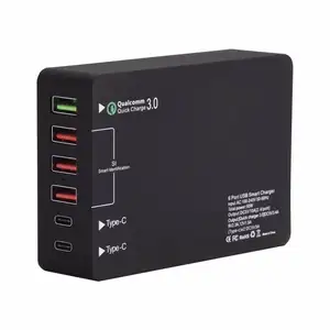 Produk Baru Pengisi Daya Pintar Mini Portabel 618 QC3.0 Pengisian Daya Cepat 6 Port USB 2,4 A 60W Mendukung Colokan CN/AU/JP/EU/UK