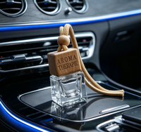Diffuseur d'air de voiture portable en verre carré personnalisé avec bouchon en bois, diffuseur d'air de voiture de luxe moderne pour la maison