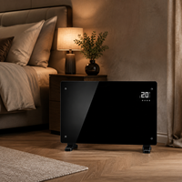 Radiateur Convecteur Électrique en Verre avec Affichage Numérique, sur Pied, pour Chauffage Résidentiel et Commercial (Vente en Gros)