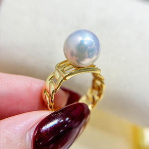 แหวนเงินแท้ S925 สำหรับทำเครื่องประดับแฟชั่น DIY แบบเปล่า สำหรับใส่ลูกปัดกลมขนาด 9-13 มม. รุ่น 10460 อุปกรณ์เสริมสำหรับแหวนมุก - Product Image 1