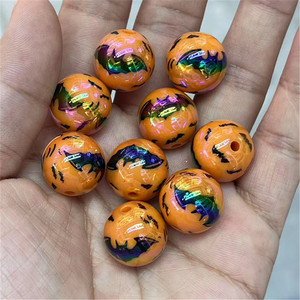 Reviright G 16mm Acrylique à trou droit, sequins imprimés motif chauve-souris colorés, pour stylo perlé DIY, chaîne de téléphone portable, porte-clés, et breloque de voiture - Product Image 6