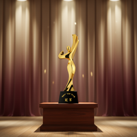 Trophée de danse en résine métallique sculptée en 3D, design personnalisé, plaqué or, plaque de récompense sportive et musicale