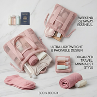 Ensemble de sacs à cordon en maille légère, pochette de rangement respirante pour articles de toilette de voyage, idéale pour la gym, la natation et les essentiels sportifs