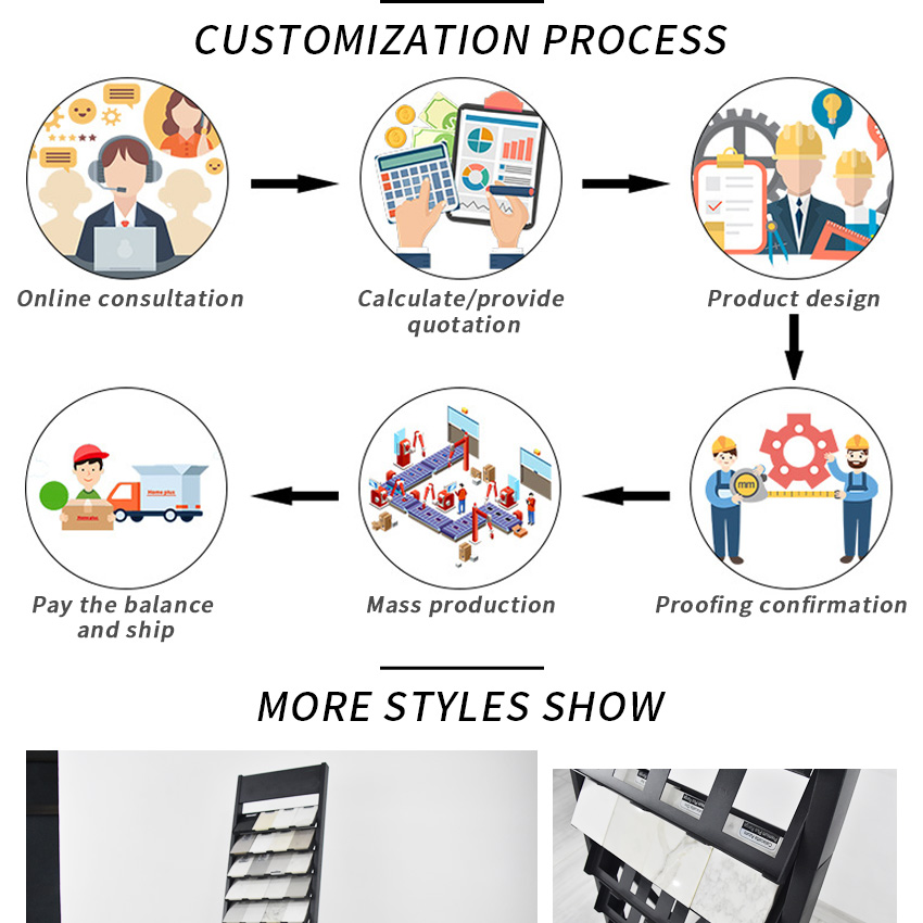 Showroom Steel Stone Standing Showing Marble Ceramic Factory Tower Type Sample Quartz Tile Floor Stand Granite Display Rack