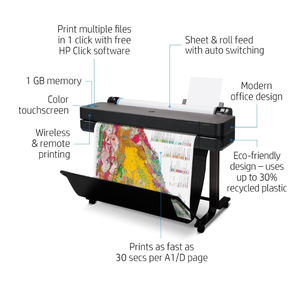 Imprimante traceur jet d'encre thermique couleur grand format sans fil HP DesignJet T630 24 pouces (5HB11D) - Product Image 4