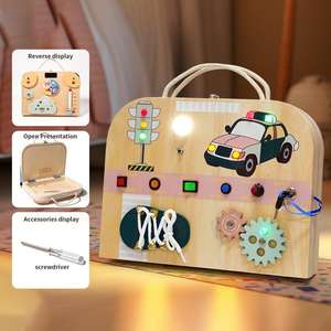 Tableau d'<span class=keywords><strong>activité</strong></span> <span class=keywords><strong>en</strong></span> bois Montessori pour enfants, lumière LED, premiers cadeaux éducatifs sensoriels pour le premier anniversaire, boîte occupée, jouets pour enfants - Product Image 6