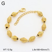 Brazalete de Lujo para Boda Estilo Cubano, Chapado en Oro PVD con Corte Esmeralda, Cadena de Bolas Redondas de Acero Inoxidable para Uso Diario