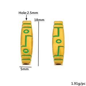 Cuentas de Tubo de Acero Inoxidable Esmaltadas, Rectangulares, Color Dorado, Orificio Grande, Accesorios para Joyería DIY - Product Image 3
