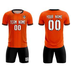 Jersey/Seragam Sepak Bola Klasik Bergaris Oranye Kustom yang Dapat Dipersonalisasi - Product Image 2