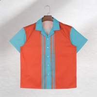 Chemises à manches courtes pour hommes, style bohème, couleurs vives, patchwork, coupe ample et droite