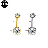 Piercing de nombril en titane Getta Clover avec fleur en zircon, conforme à la norme ASTM F136