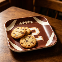 Plateau carré en mélamine de 6 pouces pour chips et bière avec design vintage de football américain pour bar sportif