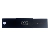Boîte plate en papier kraft noir personnalisée, curseur poussoir, emballage de luxe réutilisable pour cartes téléphoniques de crédit comportant un logo personnalisé imprimé