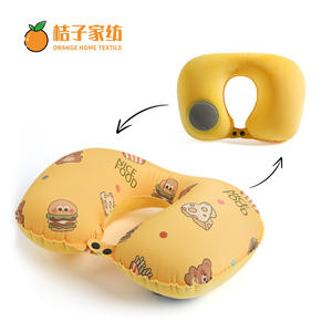 Oreiller de voyage gonflable en velours cristal double face en forme de U, portable et pliable, support pour le cou pour adultes 28x26x14cm - Product Image 2