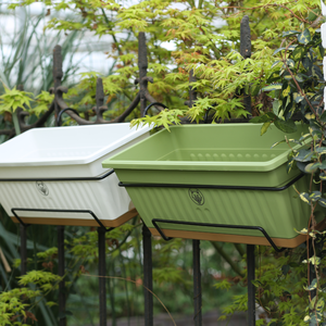 Jardinières de balcon de haute qualité avec plateaux, grands pots carrés <span class=keywords><strong>en</strong></span> plastique pour <span class=keywords><strong>fleurs</strong></span> et légumes d'extérieur - Product Image 1