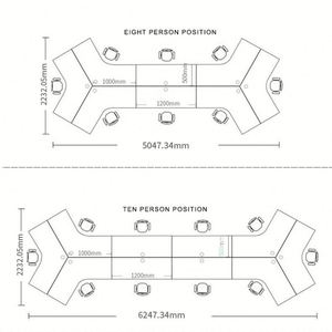 Meubles commerciaux Bureau Bureau incurvé Bureaux et postes de travail Poste de personnel de haute qualité 6 8 10 personnes - Product Image 6