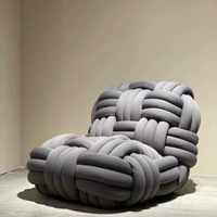 Seilknoten-Sofa Massivholz Unabhängige Federfüllung Abnehmbarer Waschbarer Bezug Nordeuropäisches Design Einsitzer Leichtes Wohnzimmer