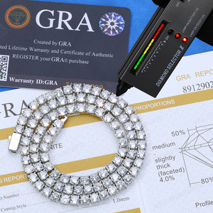 GRA Moissanite Tennis <b>Necklace</b> 925 Silver Rhodium Plated Round Brilliant Cut <b>Statement</b> Jewelry Certificate Included - Product Image 1