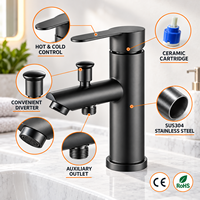 Robinet de lavabo moderne à monobloc en acier inoxydable 304 avec pommeau de douche déviateur pour le lavage des cheveux dans la salle de bain