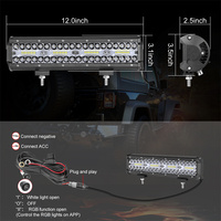 Nouvelle barre lumineuse LED RGB en aluminium de 12 pouces avec contrôle par application, 80W, étanche IP67, 16 millions de couleurs, 8000 lumens pour ATV/UTV