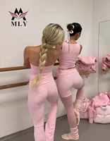 Ensemble de yoga sans couture MLY Custom Service, tissu extensible 4 directions, vêtements de pilates, leggings de yoga taille haute pour femmes
