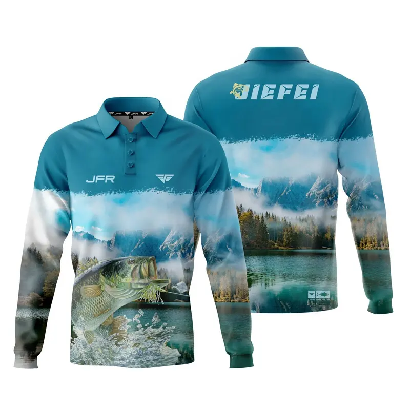 JFR SPORTS Custom Latest Design Long Sleeve Quick Dry Customize Sublimation Plus Size Fishing Shirts Jersey