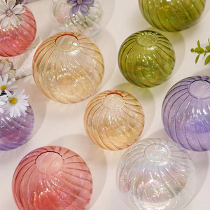 Sur Mesure Coloré <span class=keywords><strong>Plat</strong></span> <span class=keywords><strong>Rond</strong></span> Spirale Verre Orb Globe Sphère Boule <span class=keywords><strong>Vase</strong></span> À Fleurs pour Table Centre De Table Décoration De Ferme - Product Image 3