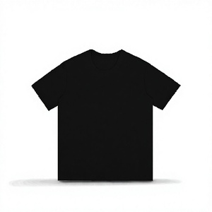 T-shirt noir uni à manches courtes pour homme, col rond, coupe classique, style imprimé, tissu tissé polyester/coton, 200 grammes - Product Image 2