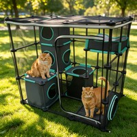 Parc de jeu pour chat en maille, intérieur/extérieur, multi-niveaux, cage d'activités pour chat, fermeture éclair sécurisée, respirant, tente de jeu pour plusieurs chats