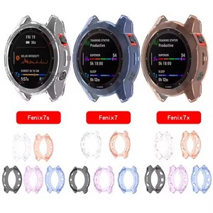 Coque de protection transparente en TPU pour <span class=keywords><strong>Garmin</strong></span> <span class=keywords><strong>Fenix</strong></span> 7 7S <span class=keywords><strong>7X</strong></span> saphir solaire <span class=keywords><strong>montre</strong></span> intelligente cadre de pare-chocs en silicone coque transparente - Product Image 1