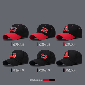 Baseball Cap Embroidered 23 Or A Red Black Unisex Spring Summer Sun Protection Canvas Hat - Product Image 1