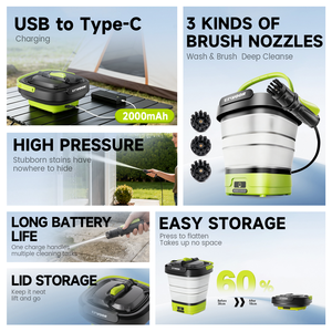 Máquina <span class=keywords><strong>de</strong></span> Limpieza Plegable Multifuncional Portátil Recargable Tipo-C <span class=keywords><strong>de</strong></span> 12V, Material PP, Resistente al Agua IPX4, Tanque <span class=keywords><strong>de</strong></span> 12L para <span class=keywords><strong>Lavado</strong></span> <span class=keywords><strong>de</strong></span> <span class=keywords><strong>Autos</strong></span> - Product Image 2