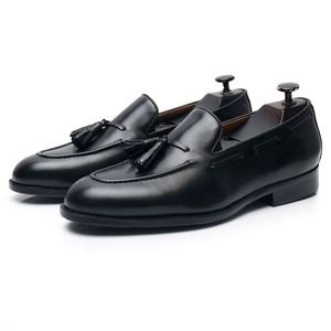 Chaussures en cuir classiques pour hommes, style britannique, formelles, à lacets, faites à la main, décontractées, à bout carré, mocassins à pampilles, respirantes - Product Image 4