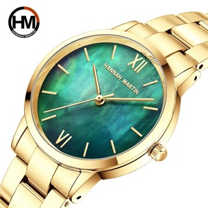 Montre pour <span class=keywords><strong>femme</strong></span> HANNAH 2023, mouvement étanche, jade vert émeraude, cadran en nacre, <span class=keywords><strong>bracelet</strong></span> en acier inoxydable - Product Image 4