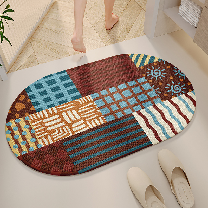 Semelle en caoutchouc lin - motif à carreaux amusant