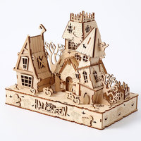Puzzle 3D en bois de production en masse, thème Village hanté d'Halloween, commande en gros pour décoration de fêtes et cadeau