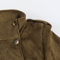 TAOP&ZA Manteau court plissé ample et tendance pour femme, nouvelle collection automne 2026, aspect daim, avec chapeau amovible
