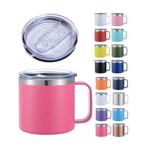 Gobelet de voyage personnalisé en acier inoxydable de 14 oz à double paroi avec poignée et couvercle pour le café et la fonction thermos, fabriqué au Vietnam - Product Image 1
