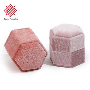 Baoren boîte à bijoux hexagonale rose de style coréen de petite taille pour boucles d'oreilles pendentifs et bagues boîte vide de cadeau Portable à la mode - Product Image 2