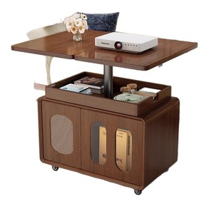 Mesa de centro Wanjulai móvil, ajustable en altura, plegable, con almacenamiento, para sala de estar, con ruedas y cajón. - Product Image 2