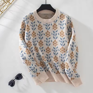 Offre Spéciale dames Floral Jacquard <span class=keywords><strong>pull</strong></span> <span class=keywords><strong>pull</strong></span> à manches longues tricots pour l'automne Style décontracté avant <span class=keywords><strong>pull</strong></span> en tricot <span class=keywords><strong>fait</strong></span> à la <span class=keywords><strong>main</strong></span> - Product Image 5