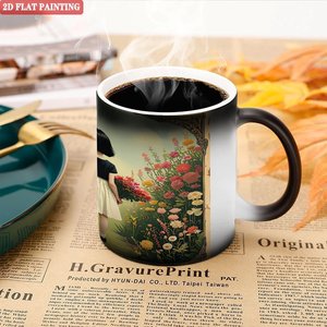 Novelty Mug Frosted Black 11oz <b>Ceramic</b> Heat Sensitive Color Changing <b>Cup</b> - Product Image 5