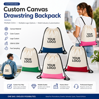 Sac à dos en toile de coton personnalisé avec cordon de serrage, résistant à la poussière, durable, recyclable, avec logo