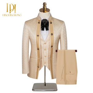 Nouveau Costume <span class=keywords><strong>de</strong></span> Mariage <span class=keywords><strong>Homme</strong></span> <span class=keywords><strong>de</strong></span> Grande Taille Style Chinois Trois Pièces <span class=keywords><strong>pour</strong></span> Garçon d'Honneur XL Simple Boutonnage - Product Image 5