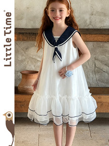 <span class=keywords><strong>Robe</strong></span> de princesse <span class=keywords><strong>chic</strong></span> <span class=keywords><strong>pour</strong></span> filles Littletime, style preppy, col marin, imprimé, sans manches, jupe en tulle, été - Product Image 3