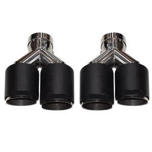 Silenziatore universale per auto in fibra di carbonio tubo di scarico a doppia uscita terminale di scarico nero per audi bmw <span class=keywords><strong>Wv</strong></span> Honda Mercedes Benz - Product Image 1